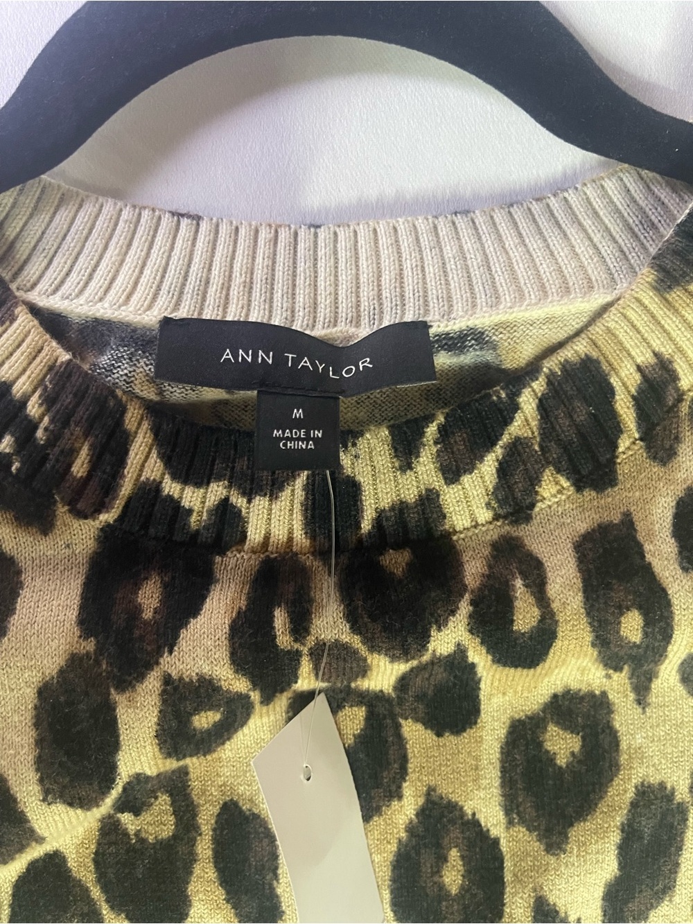 Ann Taylor Leopard Print Short Sleeve Top - Beige/Black - Picture 4 of 5